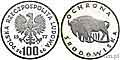 100 złotych, 1977, Ochrona Środowiska - Żubr