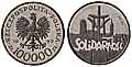 100.000 złotych, 1990, Solidarność 1980-1990 /mniejsza średnica/