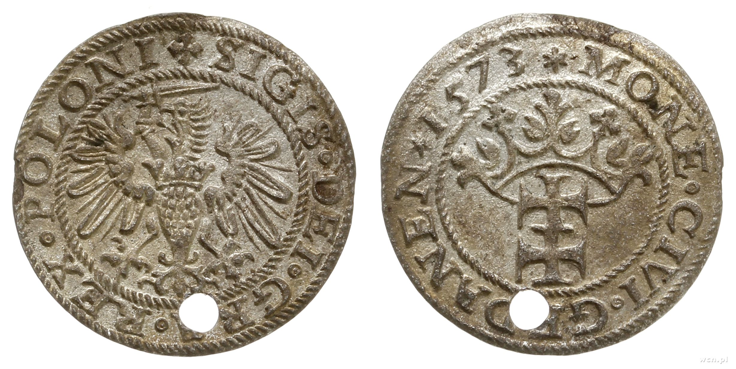 szeląg 1573, Gdańsk, moneta wybita w czasie bezk