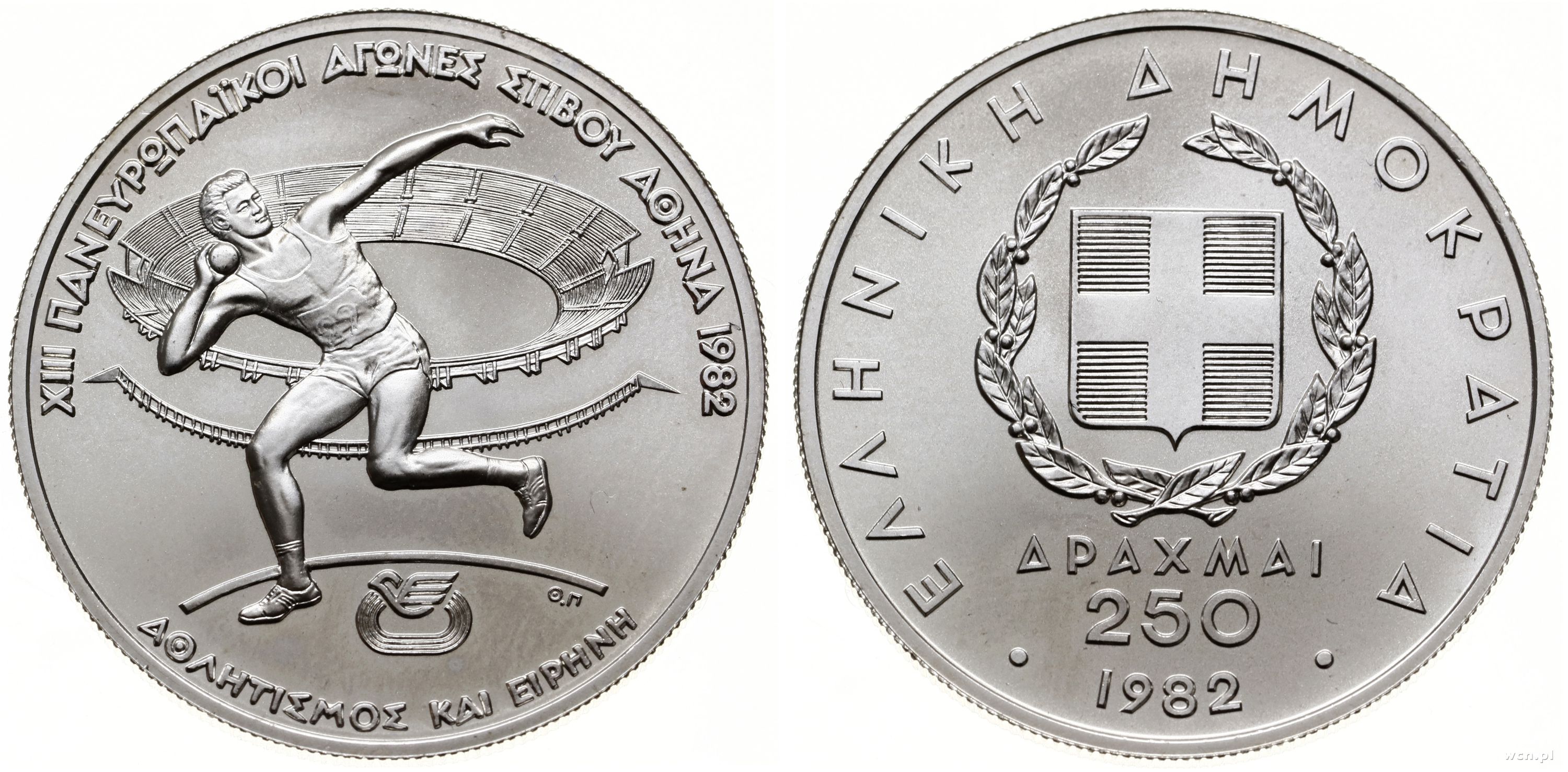 250 drachm 1982, Ateny, XIII Mistrzostwa Europy 