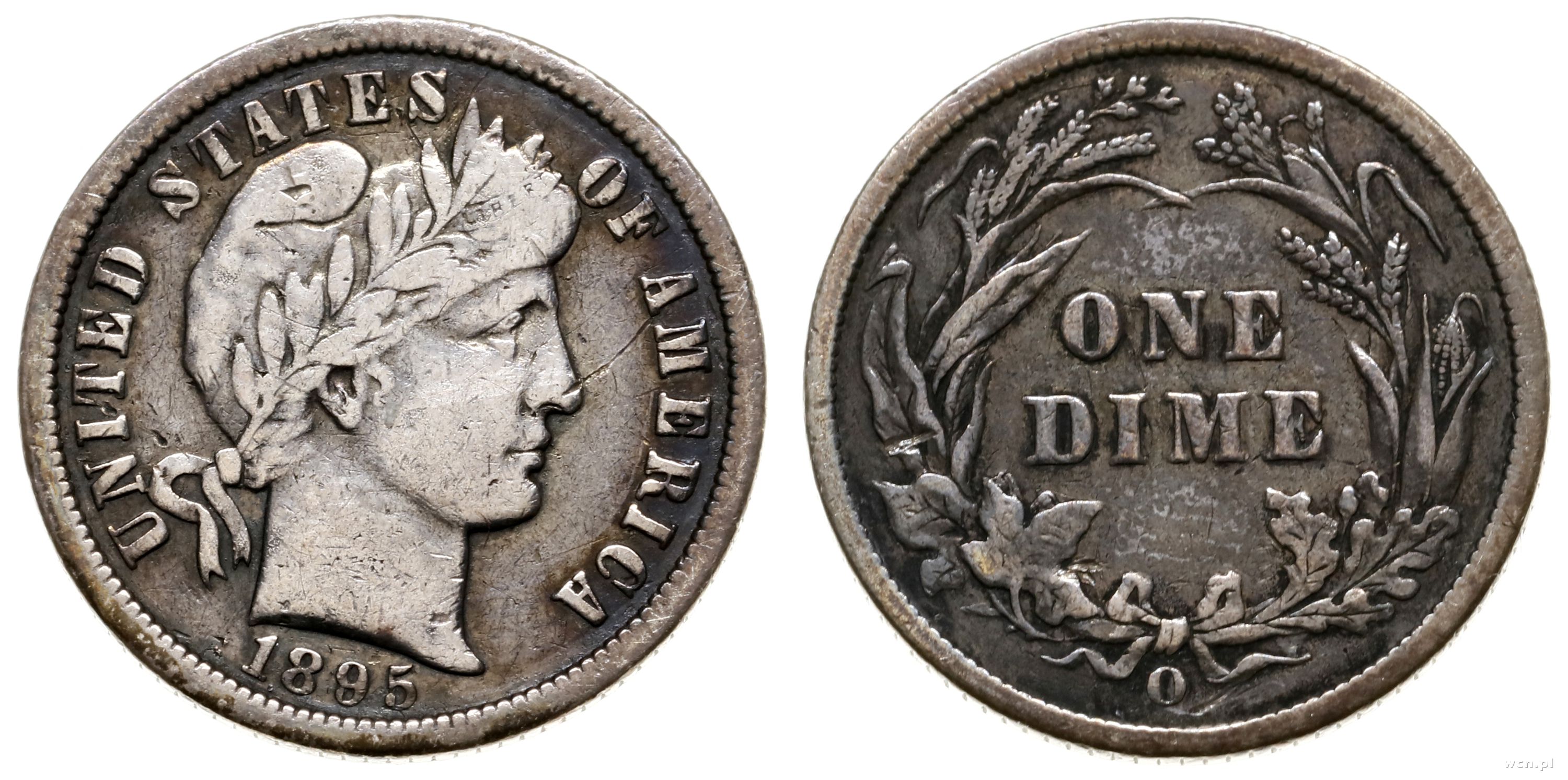 1 dime 1895 O, Nowy Orlean, typ Barber, srebro p