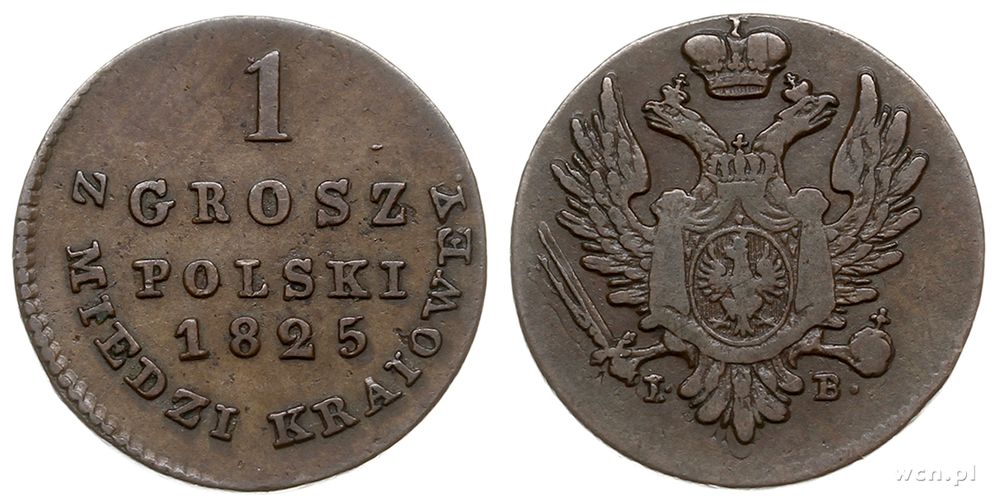 Polska, 1 grosz polski, 1825 / IB