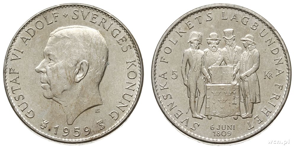 Szwecja, 5 koron, 1959