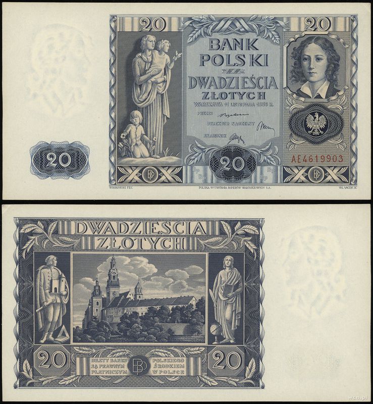 Polska, 20 złotych, 11.11.1936