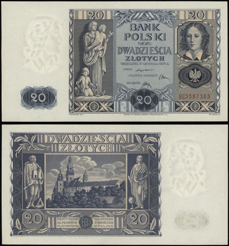 Polska, 20 złotych, 11.11.1936