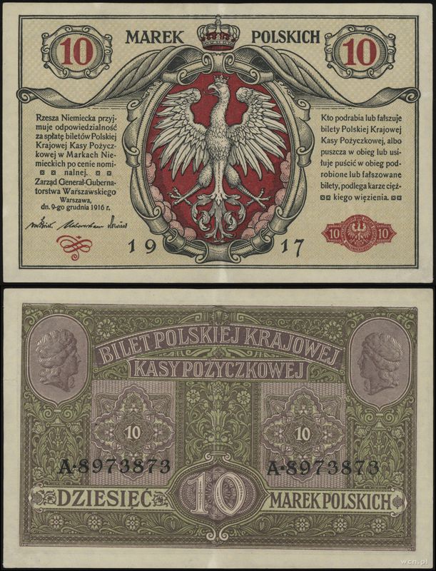 Polska, 10 marek polskich, 9.12.1916