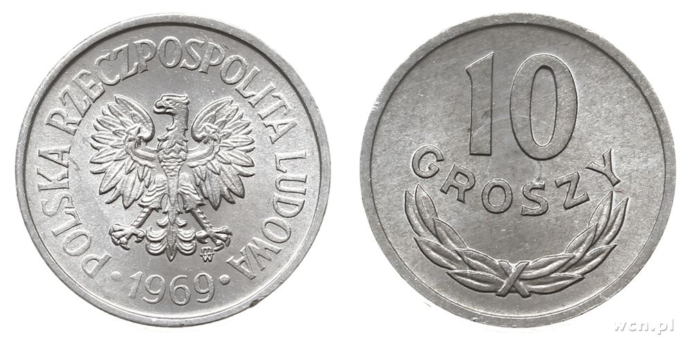 Polska, 10 groszy, 1969