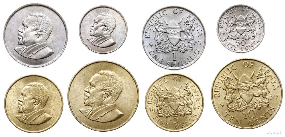 Kenia, 5, 10 ,50 centów i szyling, 1967