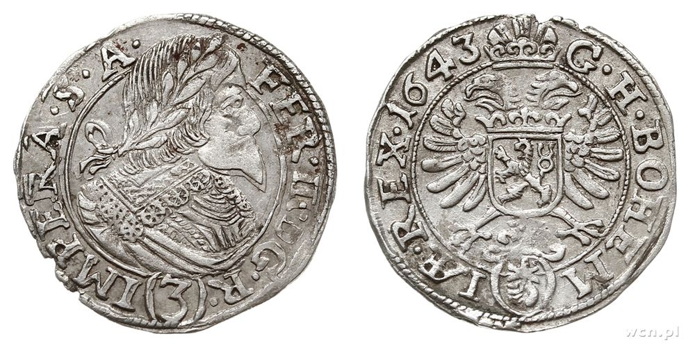Austria, 3 krajcary, 1643