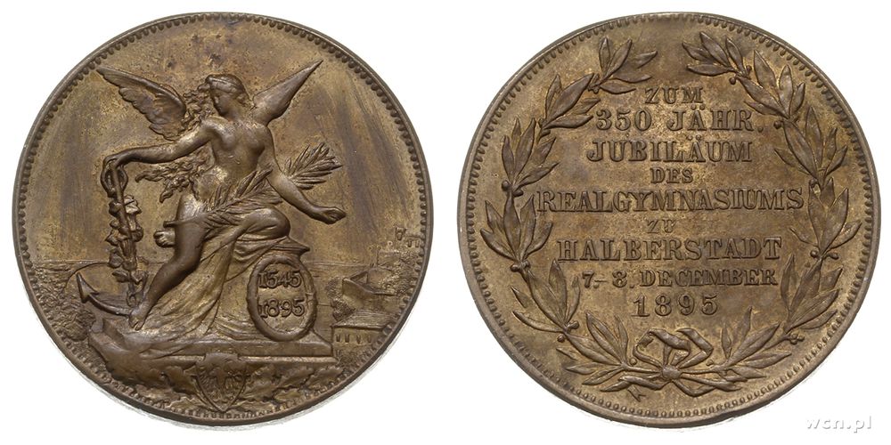 Niemcy, medal pamiątkowy z okazji 350-lecia gimnazjum w Halberstadt w 1895 roku