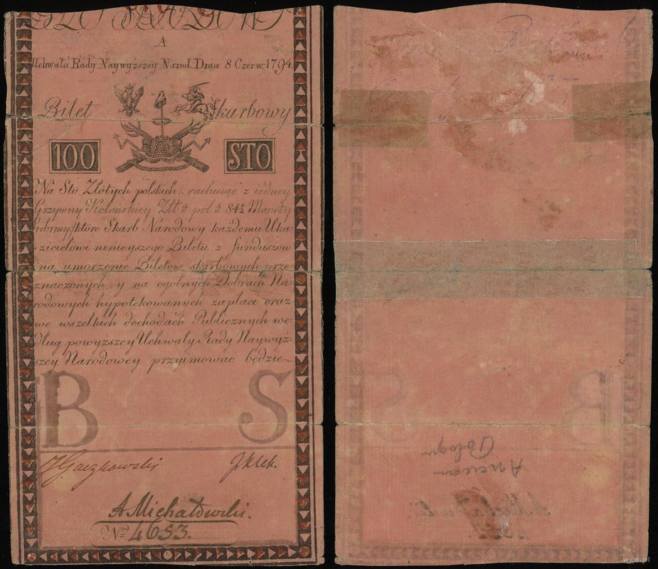 Polska, 100 złotych polskich, 8.06.1794