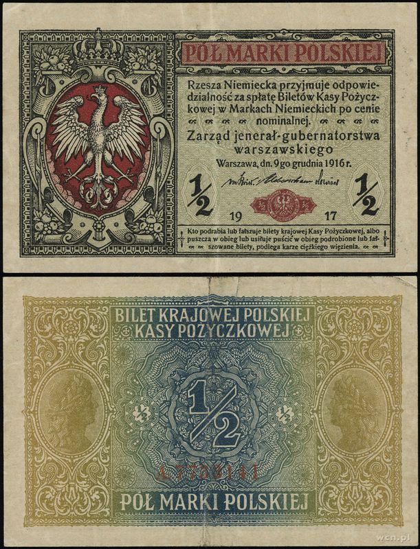 Polska, 1/2 marki polskiej, 9.12.1916