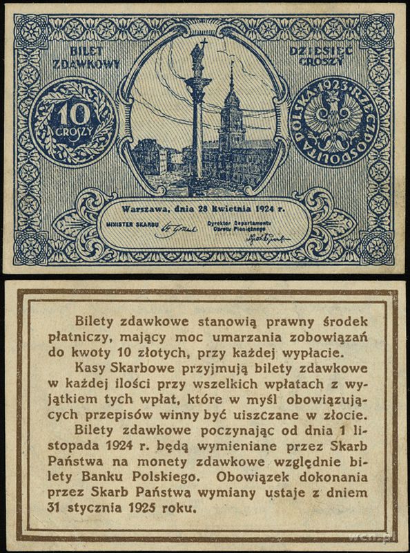 Polska, 10 groszy, 28.04.1924