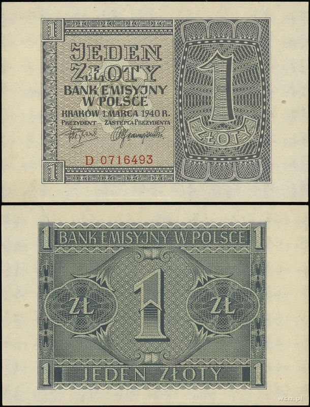 Polska, 1 złoty, 1.03.1940