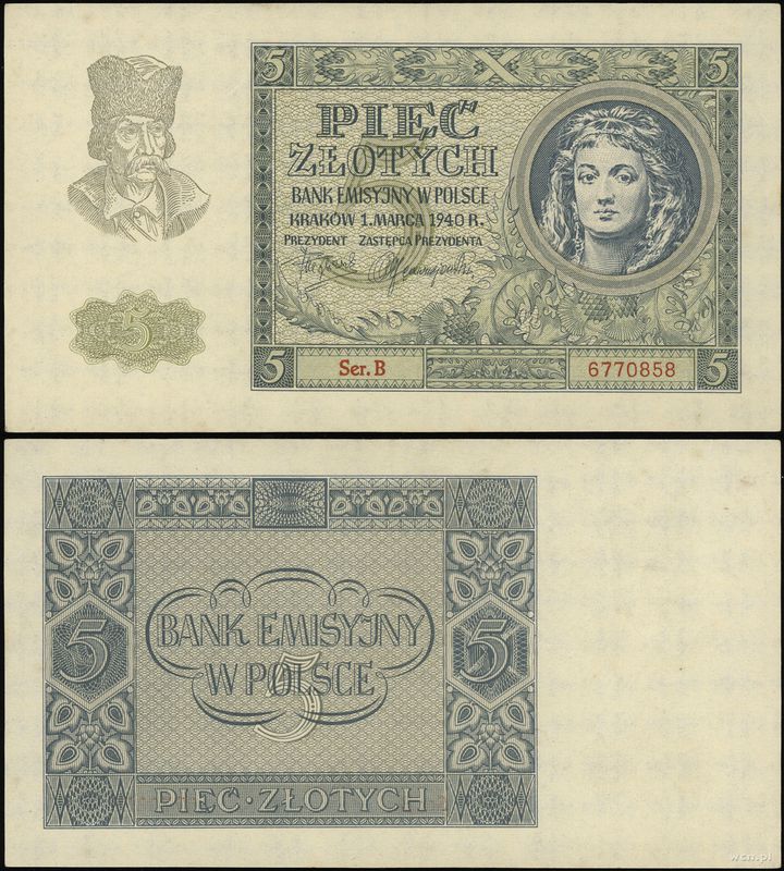 Polska, 5 złotych, 1.03.1940