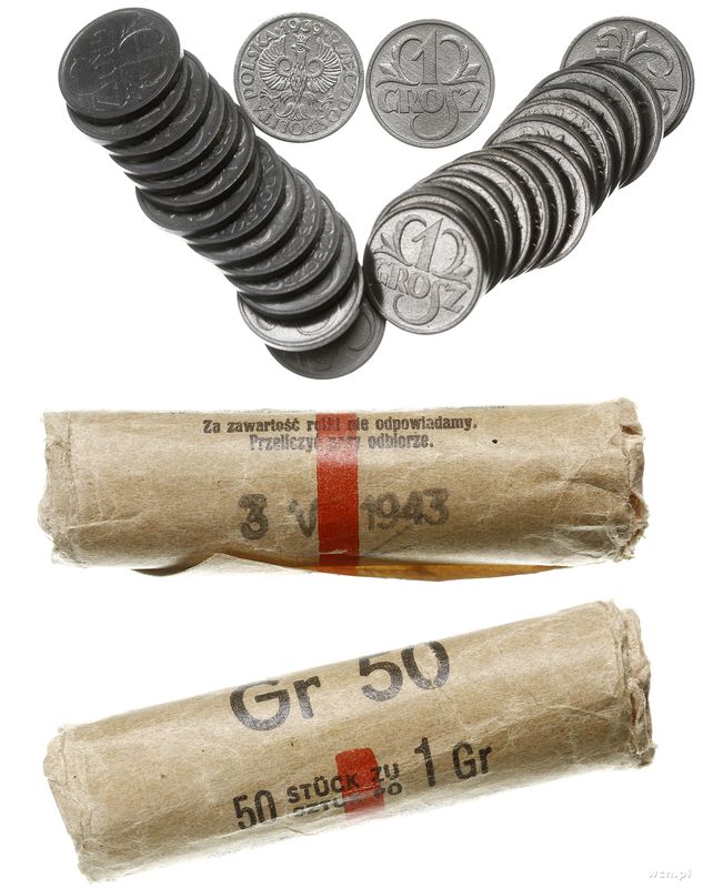 Polska, rolka mennicza - 31 x 1 grosz 1939