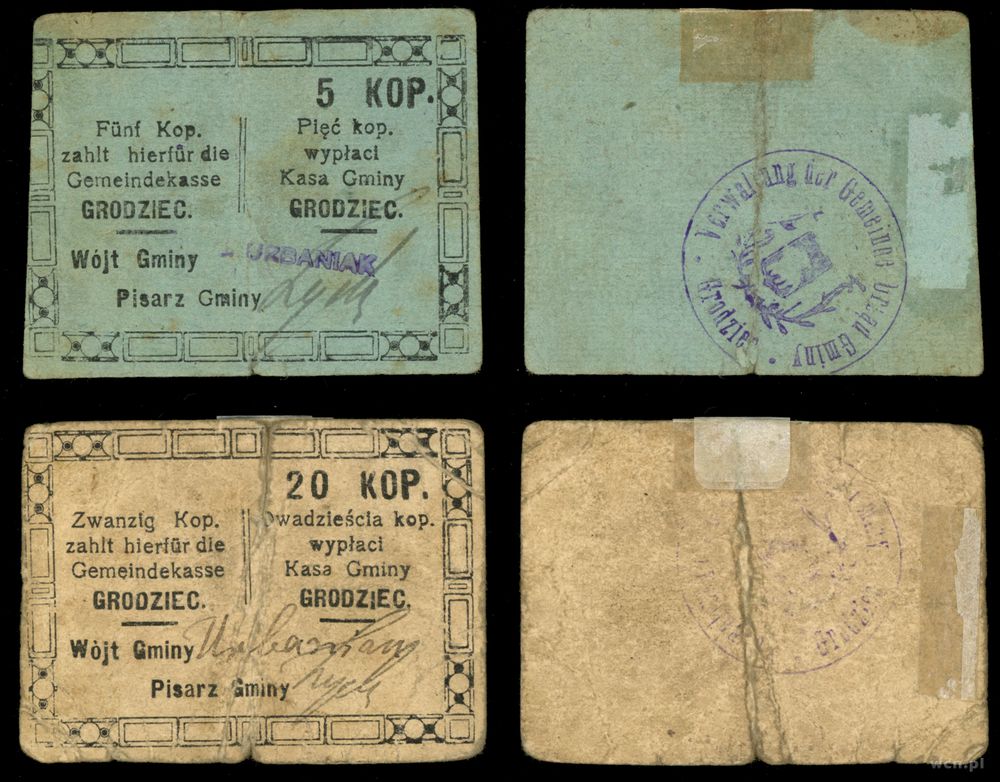 dawny zabór rosyjski, 5 i 20 kopiejek, (1914-1916)