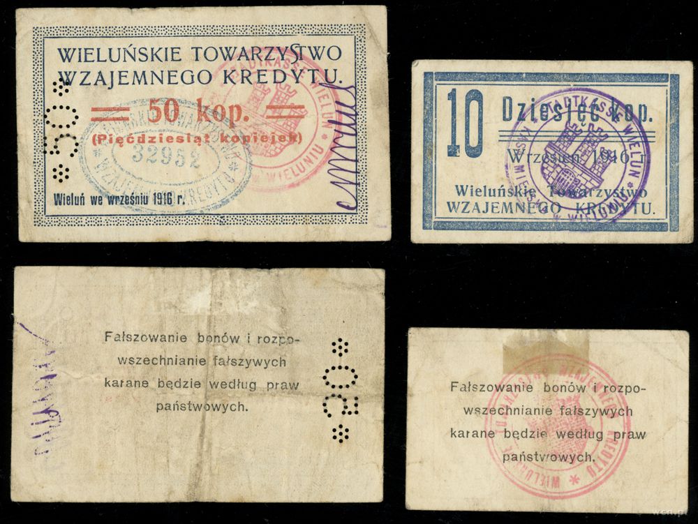 dawny zabór rosyjski, 10 i 50 kopiejek, 9.1916