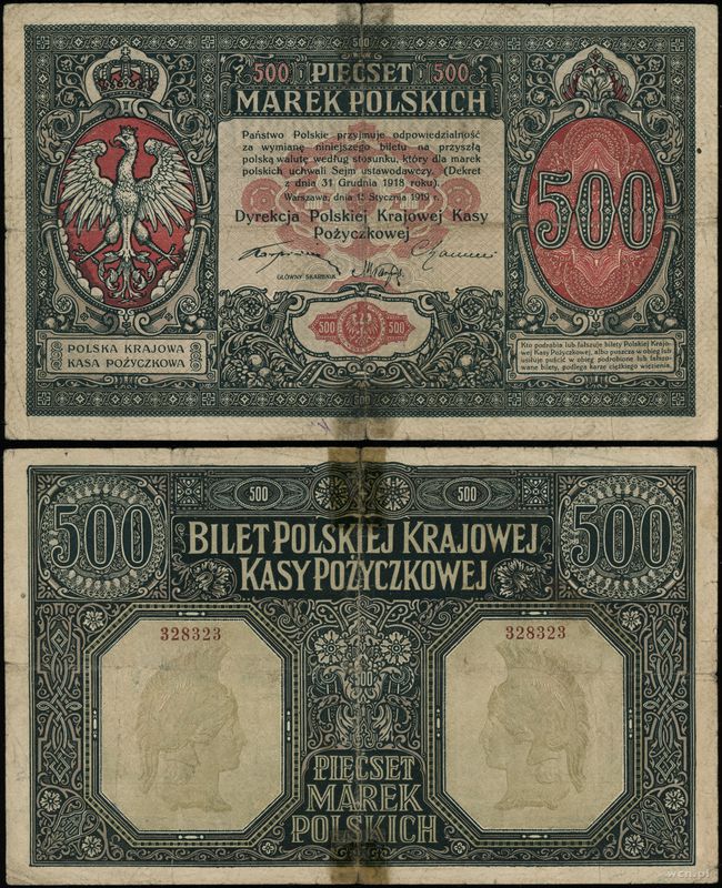 Polska, 500 marek polskich, 15.01.1919