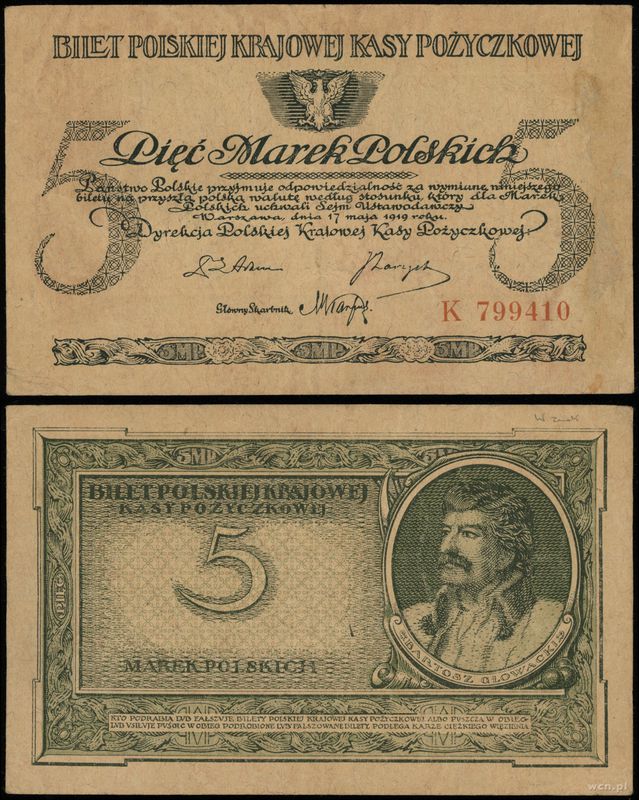Polska, 5 marek polskich, 17.05.1919