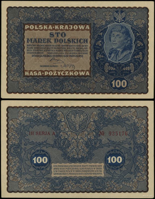 Polska, 100 marek polskich, 23.08.1919