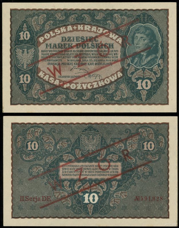 Polska, 10 marek polskich, 23.08.1919