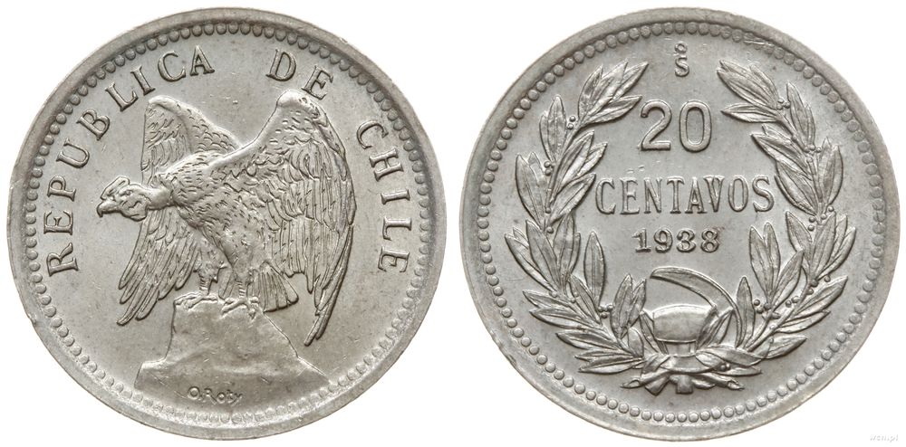 Chile, 20 centavos, 1938