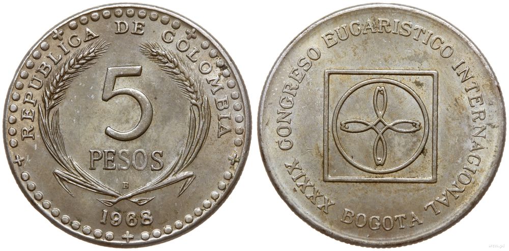 Kolumbia, 5 pesos, 1968