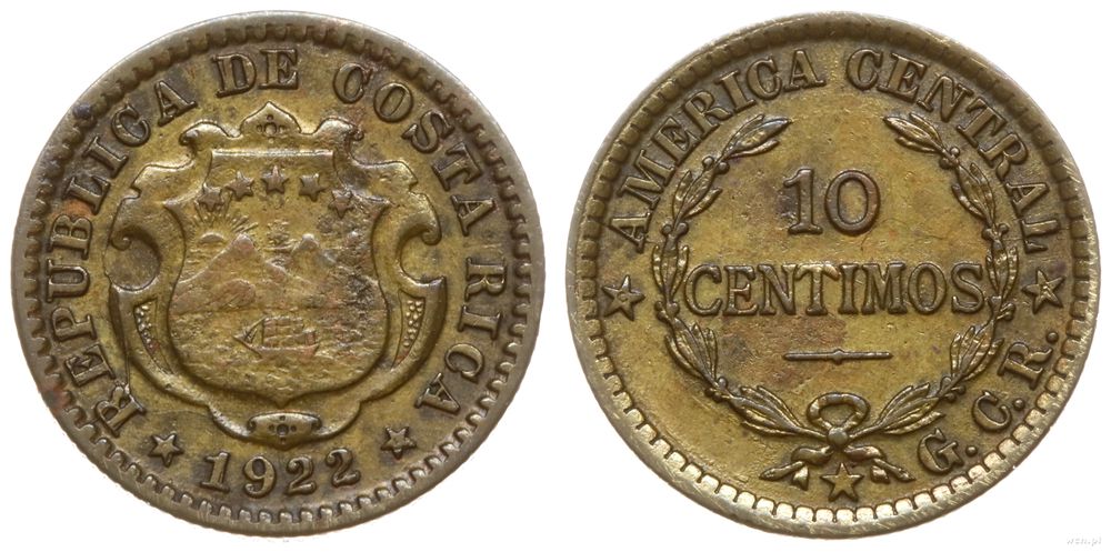 Kostaryka, 10 centimos, 1922
