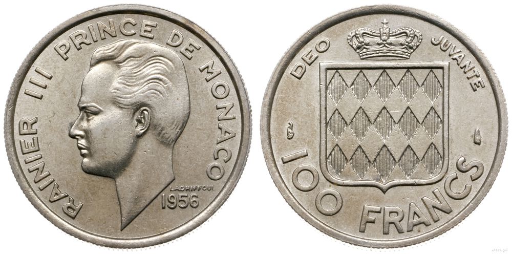 Monako, 100 franków, 1956