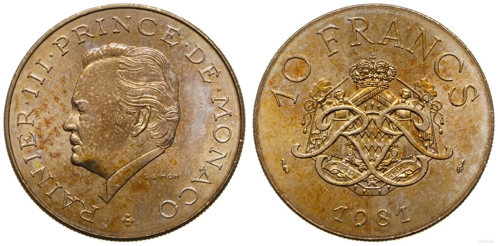 Monako, 10 franków, 1981