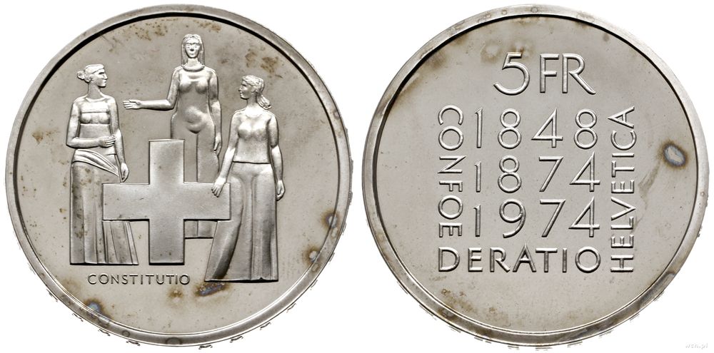 Szwajcaria, 5 franków, 1974