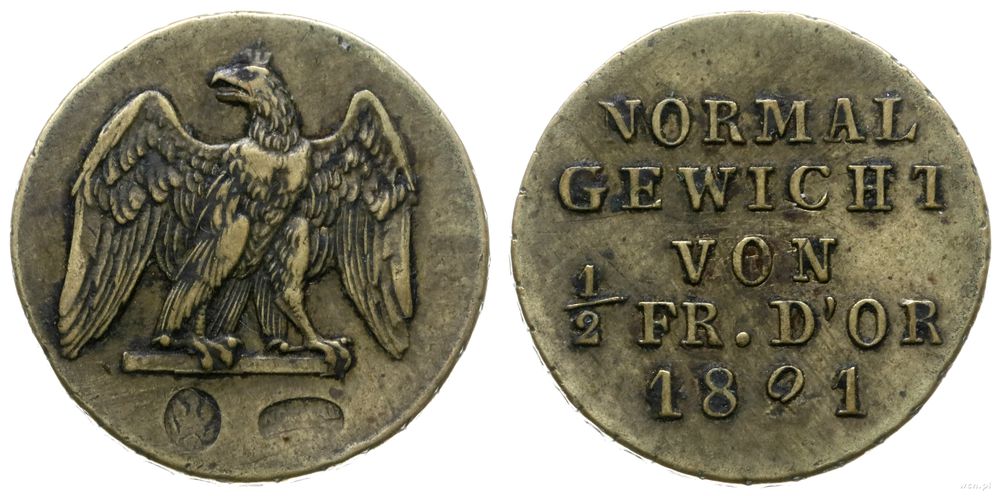 Niemcy, ciężarek 1/2 Friedrichs d’ora, 1821