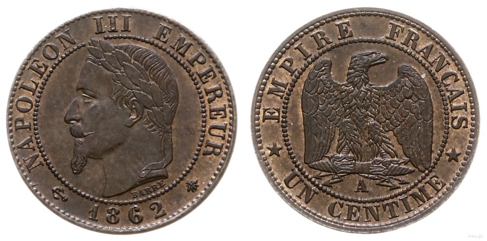 Francja, 1 centym, 1862 A