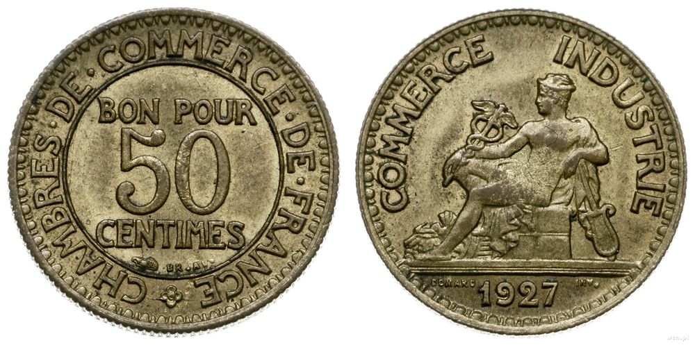 Francja, 50 centimes, 1927
