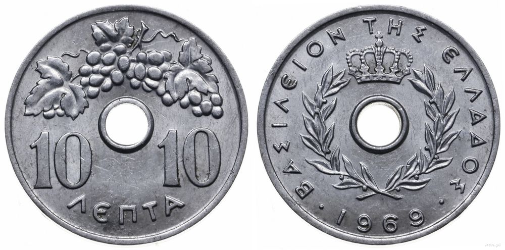 Grecja, 10 lepta, 1969