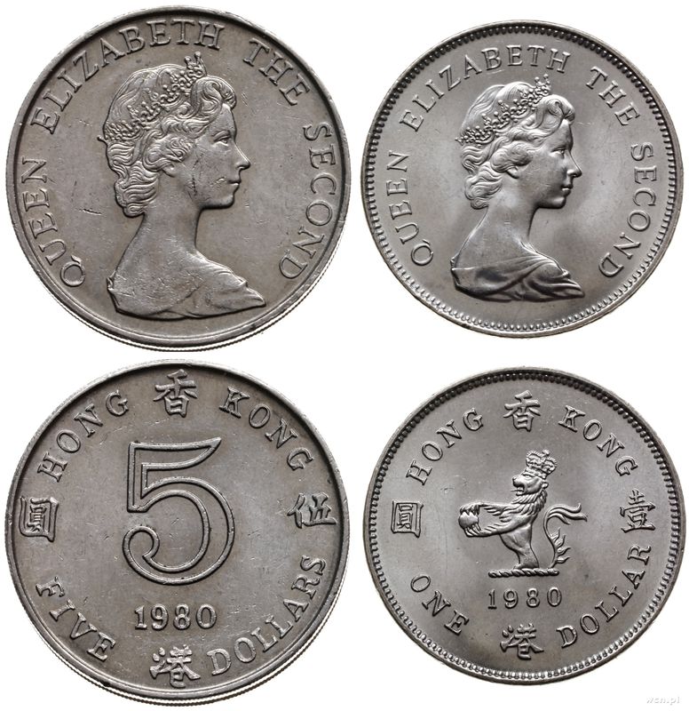 Hong Kong, zestaw: 1 i 5 dolarów, 1980