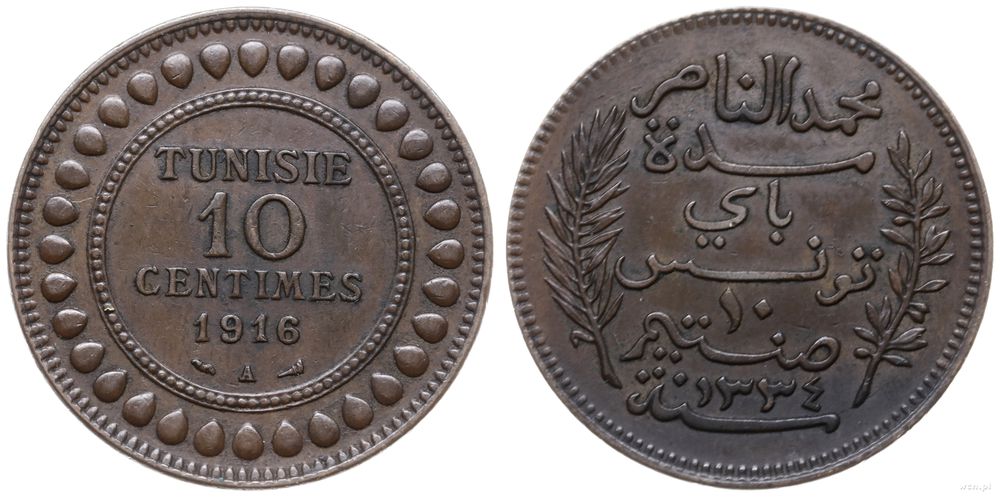 Tunezja, 10 centimes, 1916