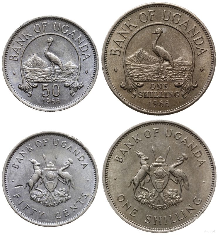 Uganda, zestaw: 50 centów i 1 szyling, 1966