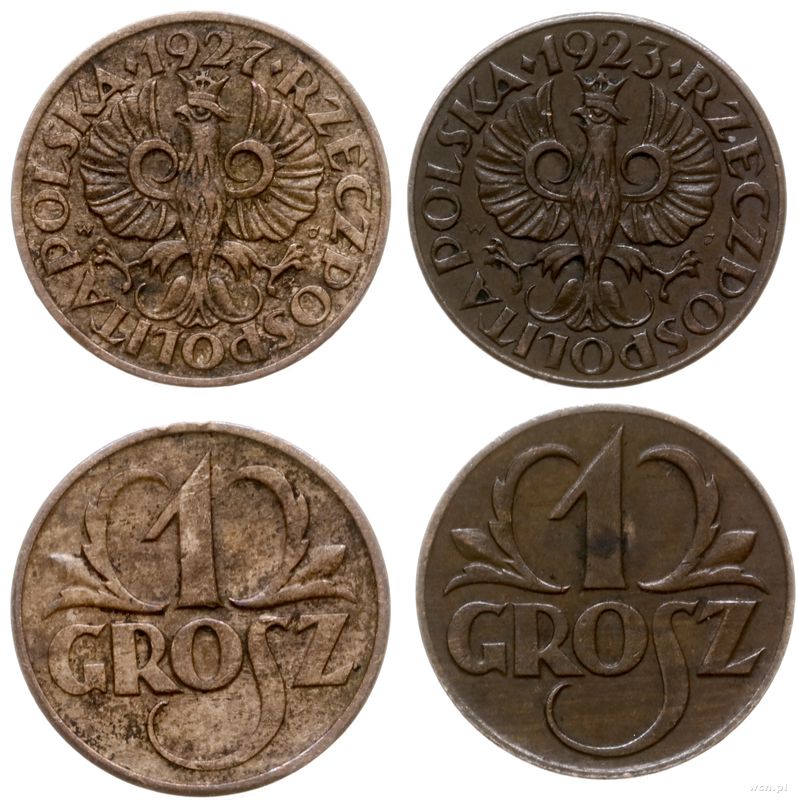 Polska, 2 x 1 grosz, 1923 i 1927