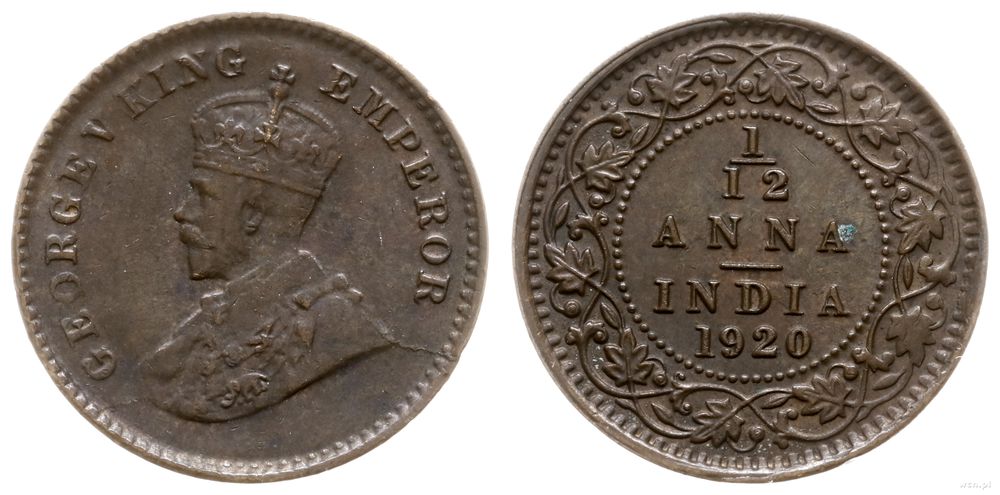 Indie, 1/12 anna, 1920