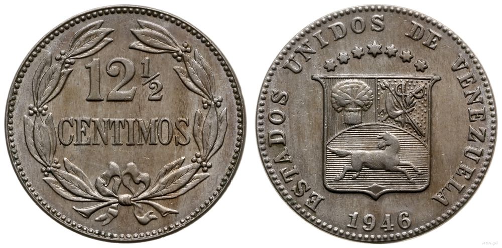 Wenezuela, 12 1/2 centimos, 1946