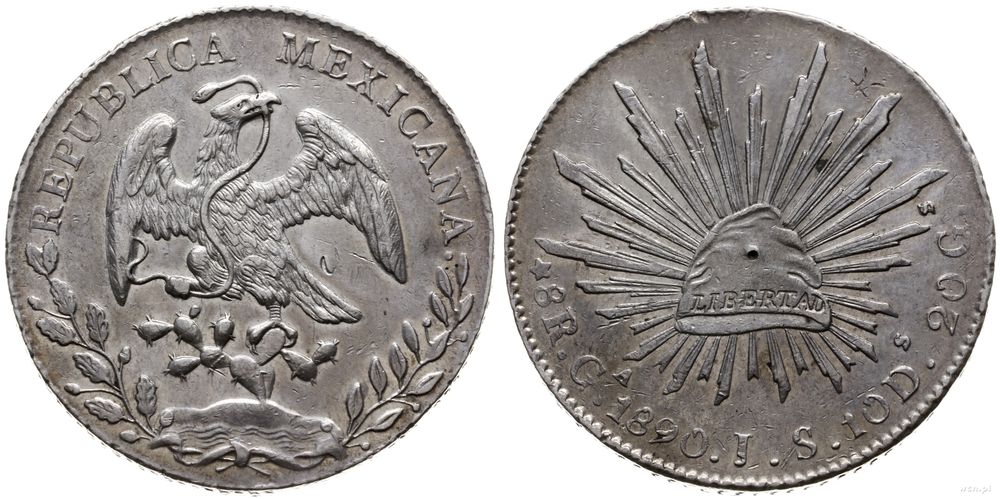 Meksyk, 8 reali, 1890 GA