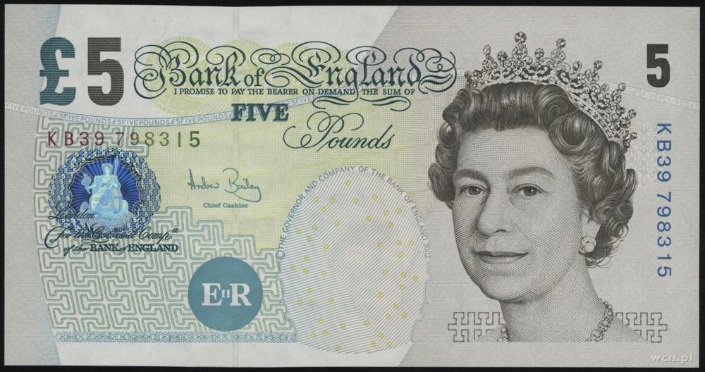 Wielka Brytania, 5 funtów, 2004