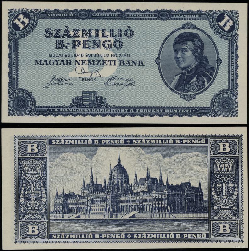 Węgry, 100.000.000 B-pengo, 3.06.1946