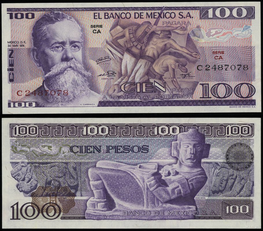 Meksyk, 100 pesos, 30.05.1974