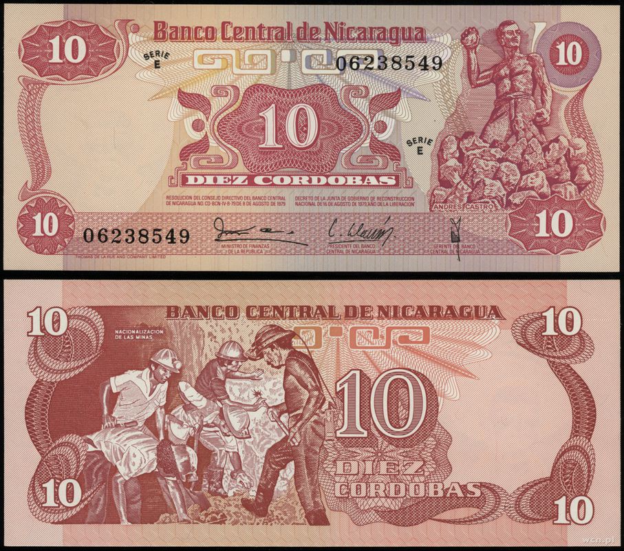 Nikaragua, 10 cordobas, 16.08.1979