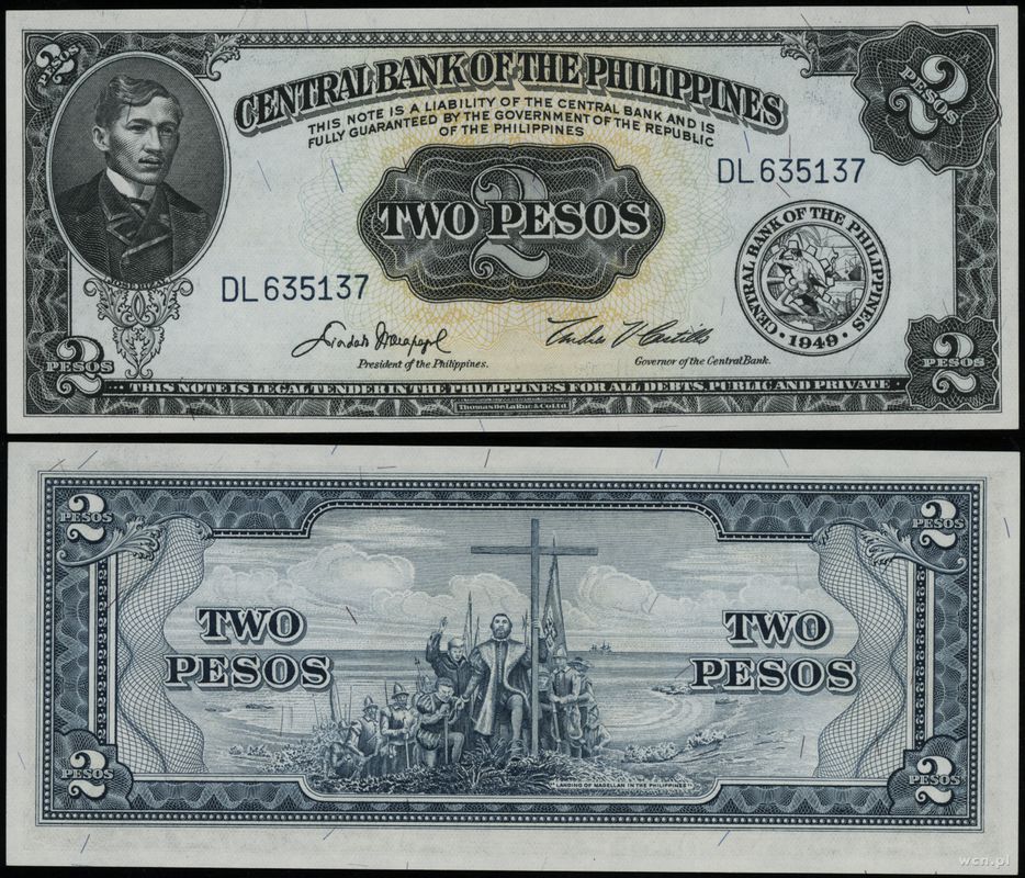 Filipiny, 2 pesos, 1949
