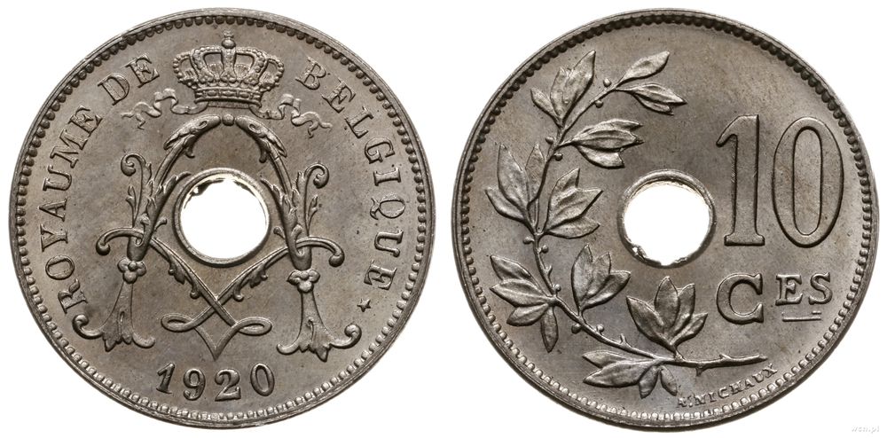 Belgia, 10 centimes, 1920