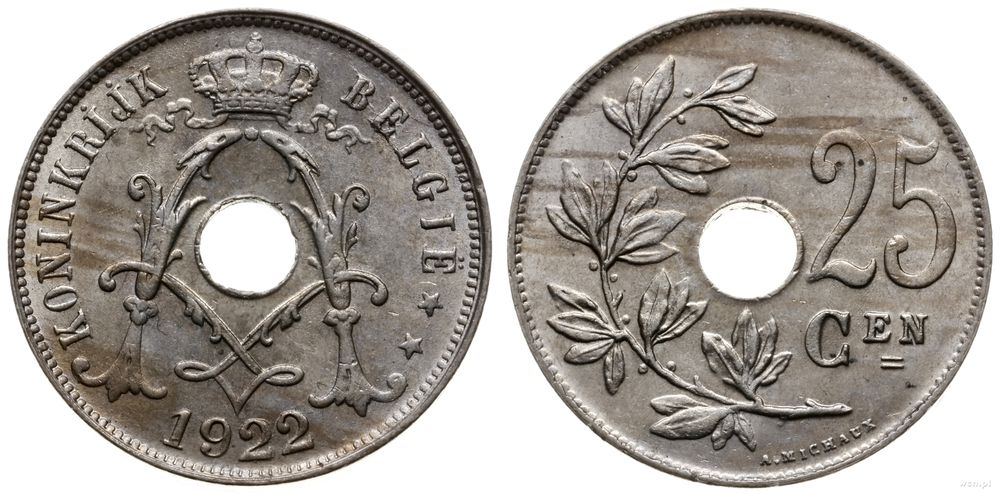 Belgia, 25 centimes, 1922
